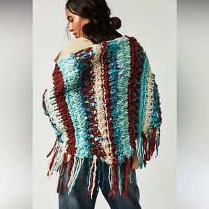 Free People Striped Knit x Collage Fairy Knit Fringe Shawl